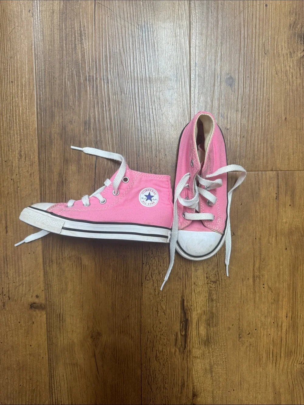 Kids-Converse High Top Sneakers - Pink with White Accents